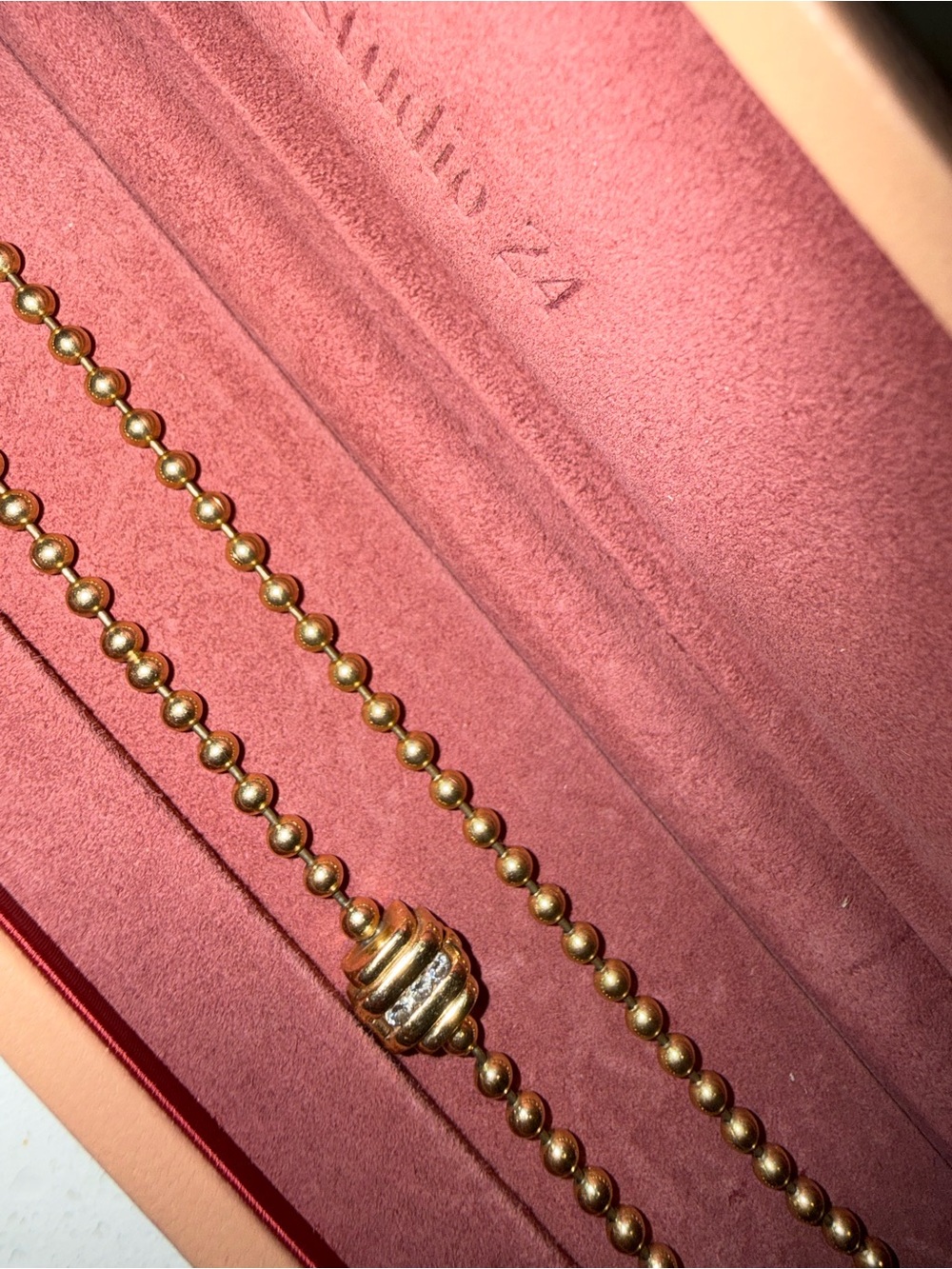 Gold Bead Chain Necklace with Shell Accent - Picture 2 of 4